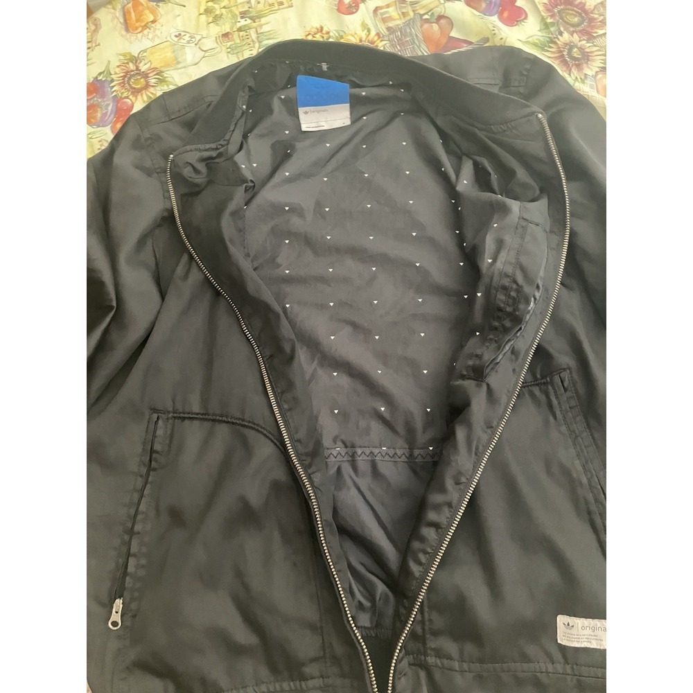 Adidas Originals Adicolor Trefoil Satin Bomber Jacket Mens M Black X41747 - Picture 10 of 15